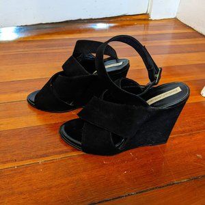 Diane Von Furstenberg Black Suede Wedge Sandals